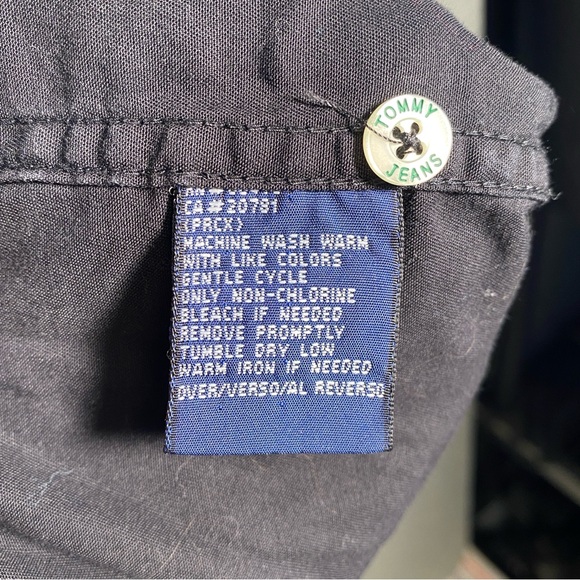 Rare Vintage 90s Tommy Jeans Men’s XXL Tape Logo Full Zip Up Short Sleeve Shirt - Picture 6 of 7